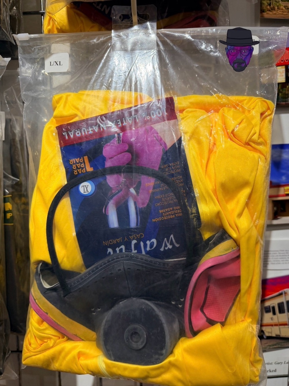 Rare Breaking bad Costume Bright Yellow Protective Respirator with Pink Accents